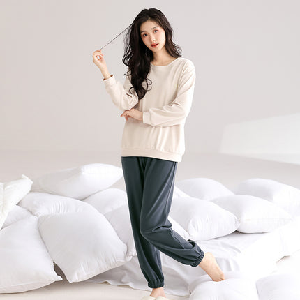 [Cashmere Silk] New Autumn and Winter Long-Sleeve Couple Pajamas Women's Comfortable Stretchy Homewear Set Two-Piece Set
