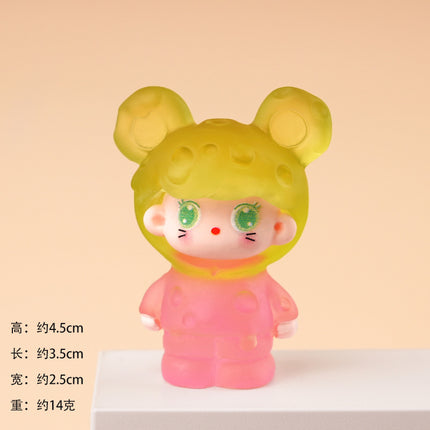 Luminous Cheese Mouse DIY Refrigerator Magnet Accessories Desktop Resin Ornaments Blind Box Blind Bag Keychain Pendant