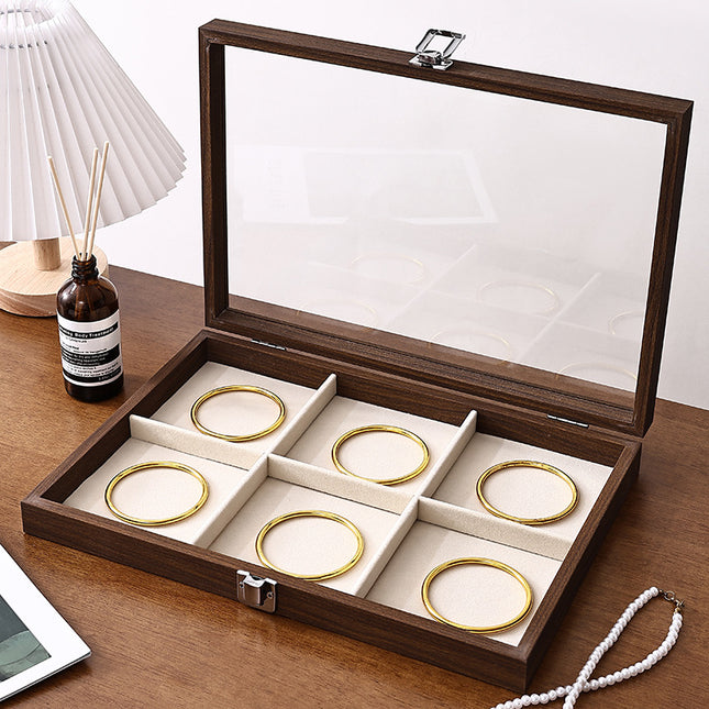 Walnut Jewelry Storage Box Ring Earrings Necklace Bracelet Box Solid Wood Large Capacity Anti-Oxidation Jewelry Display Box