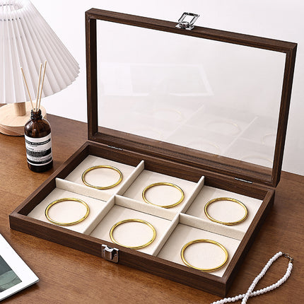 Walnut Jewelry Storage Box Ring Earrings Necklace Bracelet Box Solid Wood Large Capacity Anti-Oxidation Jewelry Display Box