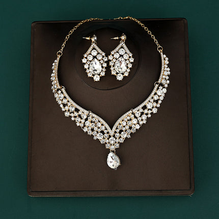 Korean Bride Necklace Earrings Two-piece Decorations Wedding Yarn Wedding Jewelry Wedding Accessories Dance Studio