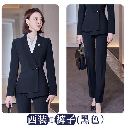 Professional suit women's autumn and winter elegant goddess style long-sleeved suit formal wear hotel front desk tooling sales office work clothes