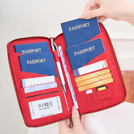 New Rfid Family Passport Holder Wallet Travel Document Storage Bag Simple Large-Capacity Credit Card Protective Case