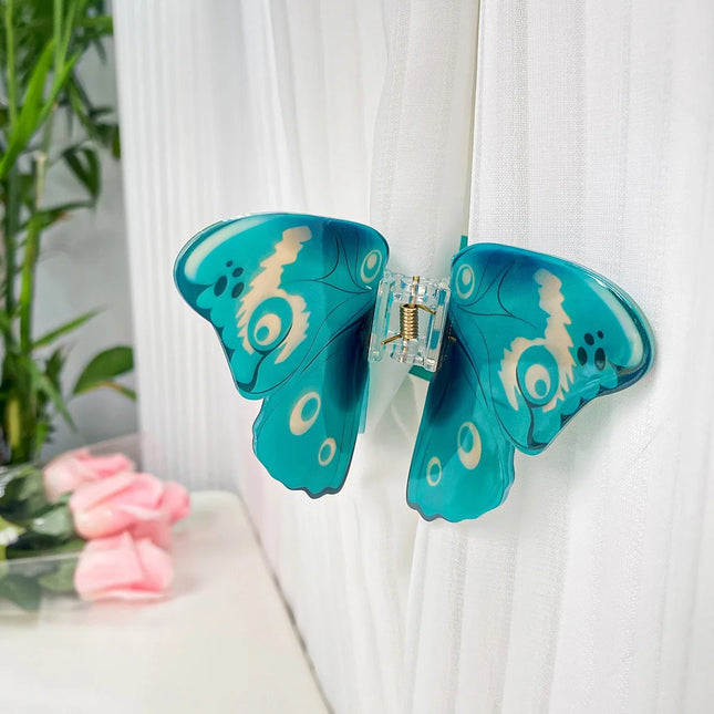YHJ Hair Accessories New High-end Sense Simulation Butterfly Grab Clip Disc Hair Printing Hairpin Back Head Shark Clip Hair Grab