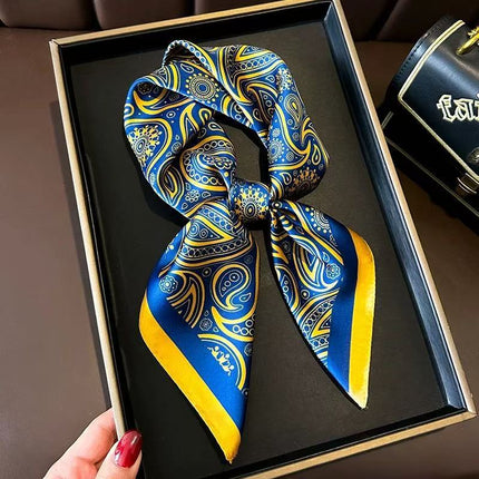 Korean Cashew Silk Scarf Women's Square Scarf Leopard Print Silk Scarf Imitation Silk Scarf Elegant Fashion Four Seasons Cross-Border Printed Scarf