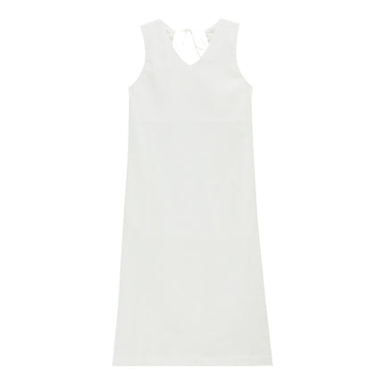 Love and Nancy Guangzhou Thirteen Lines Summer Original New Ramie V Neck Hollow Slit Smart Dress 22499