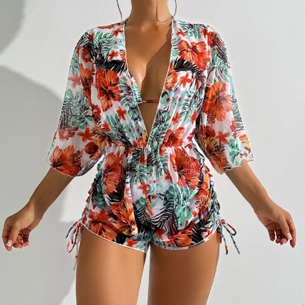 2025 New Sunscreen Printed Cover-Up Swimwear Women's European and American Cross-Border Bikini Three-Piece Set Separates Swimsuit Aliexpress