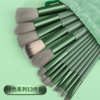13 makeup brushes + cloth bag [green]