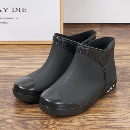 Women's Fashionable Low-rise Flat Rain Boots Cotton Rain Boots for Outer Wear Korean Style Fashionable Low-rise Women's Shoes for Kitchen Work