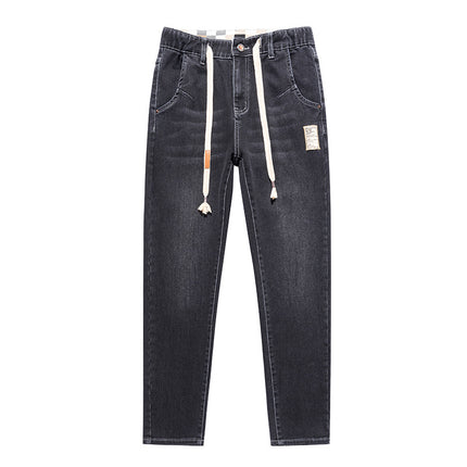 9927 | plus size men's autumn and winter new super soft towel bottom jeans loose stretch Joker small straight trousers