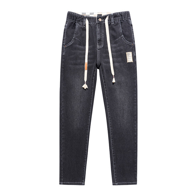 9927 | plus size men's autumn and winter new super soft towel bottom jeans loose stretch Joker small straight trousers