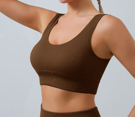 European and American Pure Color Threaded Yoga Intimates U-Shaped Seamless Cross-Border Sports Fitness Yoga Vest Intimates Bra for Women