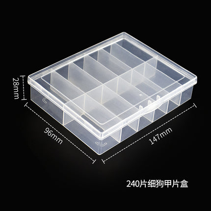 Manicure Tool Box, Nail Chip Box, Dust-Proof and Oxidation-Proof Jewelry, Multi-Grids 240 Pieces, Transparent High-Grade Plastic Storage Box
