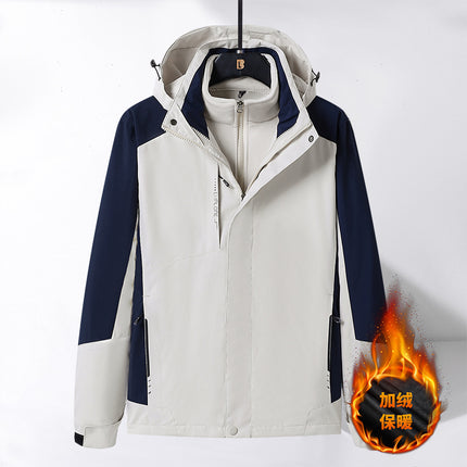 Men's and women's same outdoor jacket fleece-lined couple's jacket detachable three-in-one warm casual mountaineering men's clothing