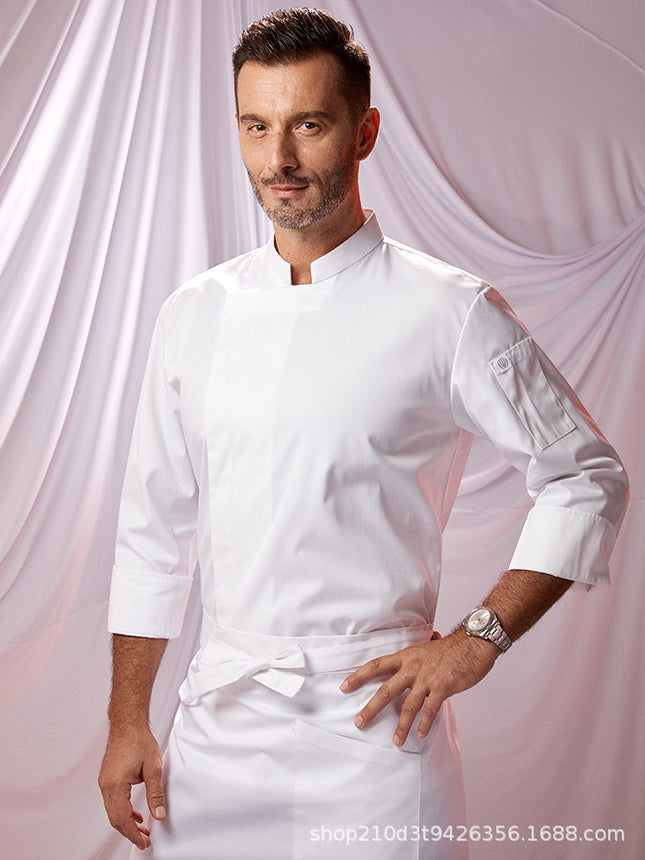 Zhenyao Chef Work Clothes for Men in Restaurants, Hotels, and Kitchens, Short-Sleeved Moisture-Wicking Workwear Set