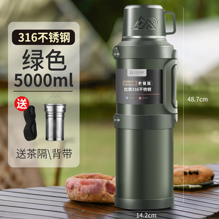 316 stainless steel outdoor thermos cup large capacity thermos pot with handle travel pot car sports double-layer water bottle