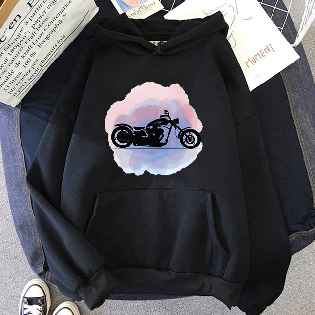 Hoodies Unisex Motocicleta Com Bolso, Moletom Encapuzado, Mo