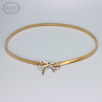 New Simple Elegant Bow Elastic Thin Belt Accessories Metal Waist Chain with Skirt Trouser Chain Women's Thin Wholesale