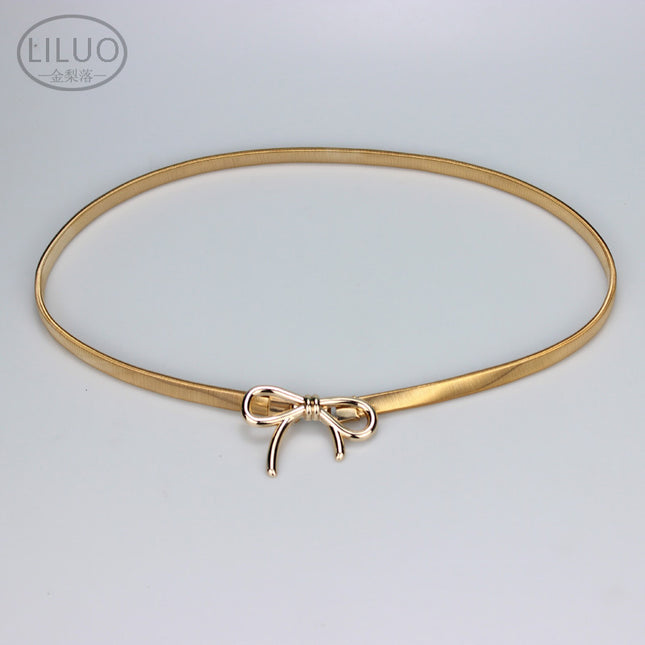 New Simple Elegant Bow Elastic Thin Belt Accessories Metal Waist Chain with Skirt Trouser Chain Women's Thin Wholesale