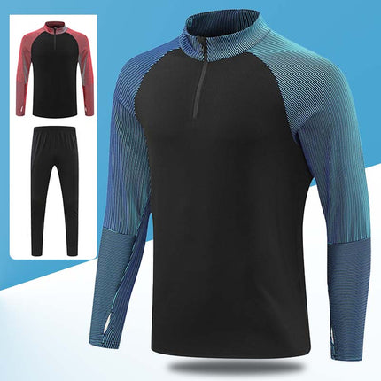 Spring and Autumn Sports Suit Half-Zip Jacket Men's Fitness Cycling Track and Field Outdoor Leisure Football Sports Training Clothing