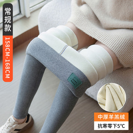 Long Cotton Pants for Women, Winter Outerwear for Tall Individuals, Fleece-Lined, Thickened, High-Waisted, Lamb Wool Base Layer, Plus Size, Northeast Warm Pants