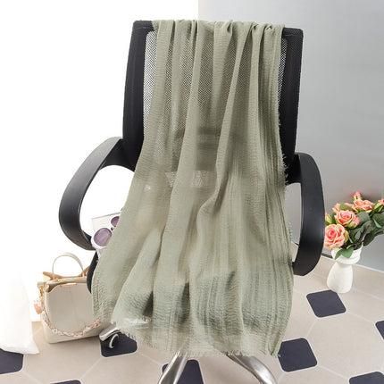 New Spring and Summer Fashion Cotton and Linen Solid Color Headscarf Beach Towel Sun Protection Large Size Silk Scarf Shawl for Women