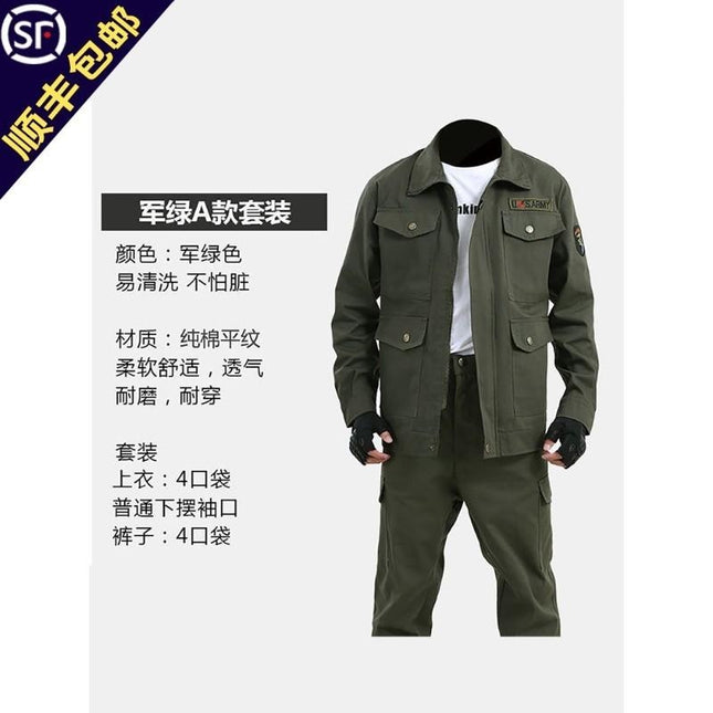 Wear-resistant work clothes suit men's autumn and winter thickened one-piece suit welding clothes anti-scald welder clothes spring and autumn labor protection clothes worker