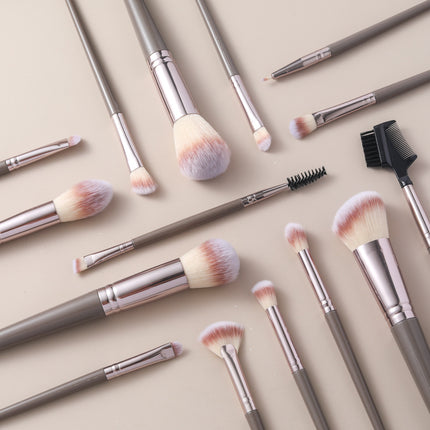 Cross-Border Amazon Same-Style Makeup Brushes for Beginners, 15-Piece Champagne Color Brush Set, Highlighter Brush, Beauty Makeup Supplies