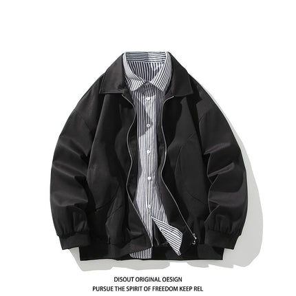 2025 Autumn and Winter New Men's Jacket Fashion Shirt Collar Fake Two-Piece Large Size Jacket Men's Trendy Handsome Jacket