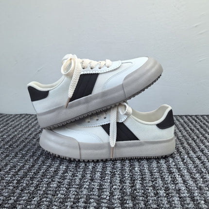 6522 German Training Shoes for Women, 2024 Summer Breathable Low-Top Flat Ivory White Sneakers, Versatile Color-Blocking White Non-Slip Shoes