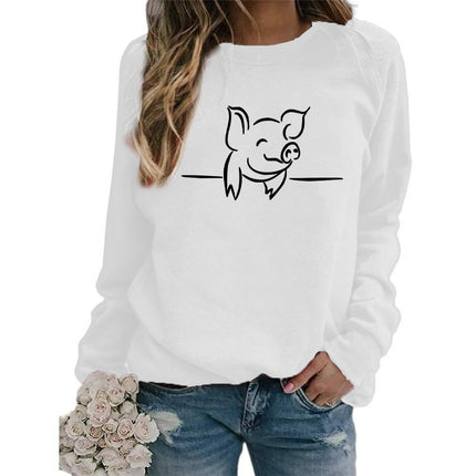Cross-Border Amazon Foreign Trade Supply Pig Pattern Printed Round Neck Top Sweatshirt