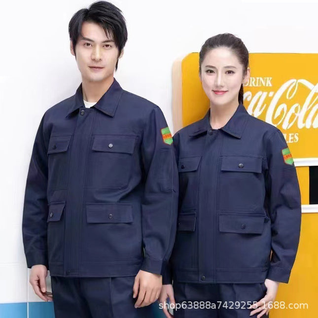 Spring and Autumn Work Clothes suit Long-sleeved Flame Retardant Clothing for Men and Women Auto Repair Electric Welding Work Clothes Electric Welding Work Protection Clothes Thickened Anti-ironing Clothing