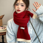 Contrast color knitted scarf--8 red / 30*160