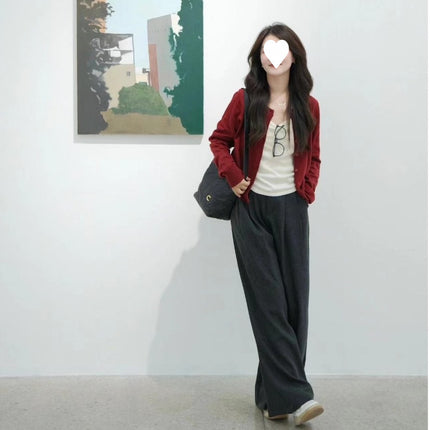 2024 New Autumn and Winter Korean Style Fashionable Elegant All-match Slimming High-end Western Style Casual Simple Sweater Top
