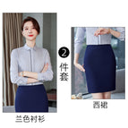Light blue shirt western skirt / S
