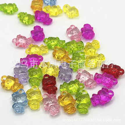 Acrylic color transparent color cartoon string pendant beads hanging hole KT cat diy children handmade beaded material