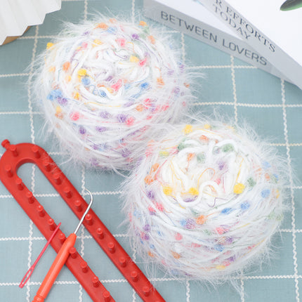 Long-haired rainbow candy scarf handmade diy wool long-haired scarf material package warm mohair warm peas thread