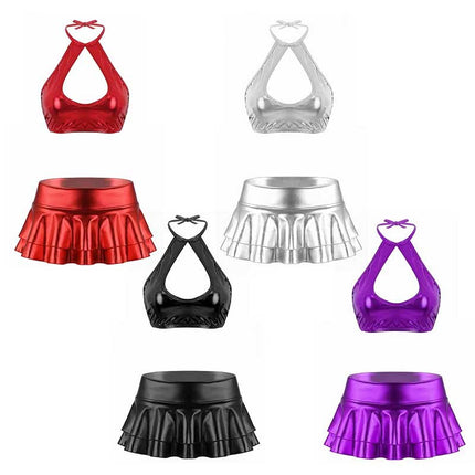 European and American women's new shiny patent leather miniskirt costume cross-border e-commerce sexy hot girl mini skirt now