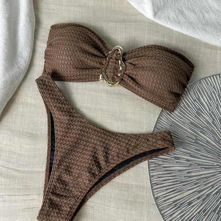 2025 New Bikini European and American Cross-border Strapless Split Dress Sexy Three-piece Bikini Swimwear Swimwear Women