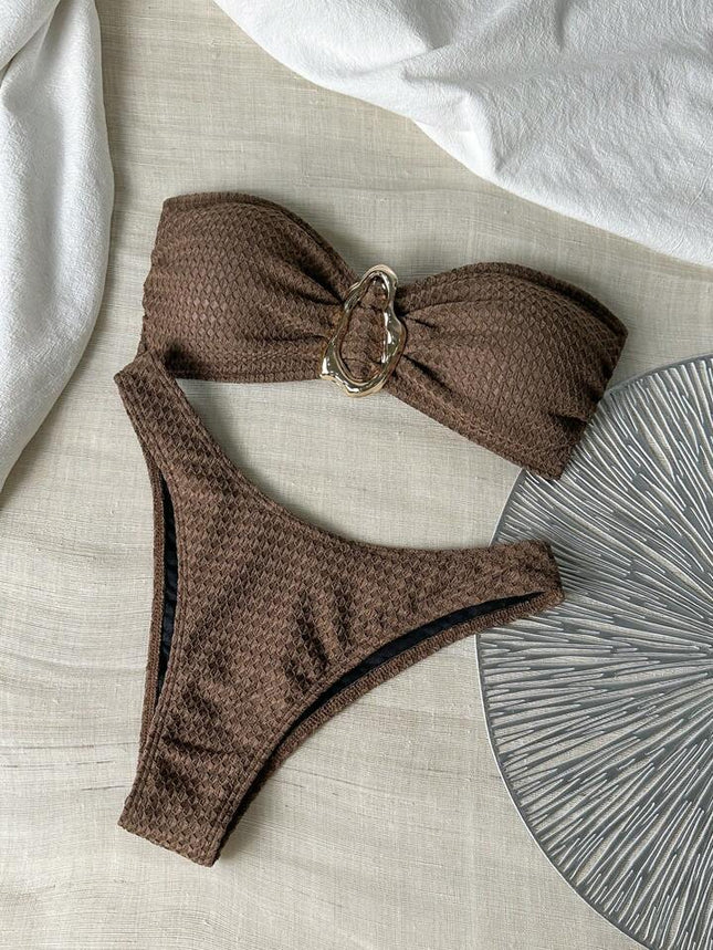 2025 New Bikini European and American Cross-border Strapless Split Dress Sexy Three-piece Bikini Swimwear Swimwear Women