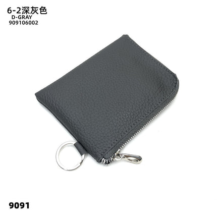 First-Layer Cowhide Zipper Coin Purse Bank Card Coin Small Leather Bag with Key Ring Mini Genuine Leather Coin Purse Wholesale