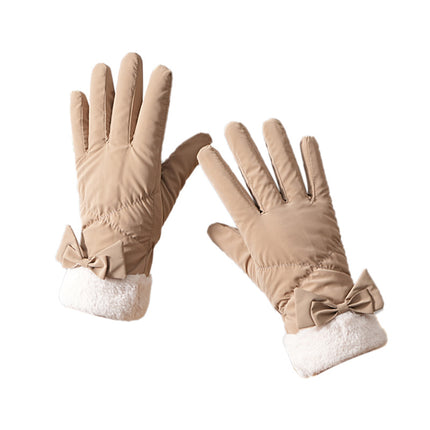 Autumn and Winter Fashion Cute Girls Warm Outdoor Windproof fleece-lined Thickened Women's Bicycle Ski Riding Gloves