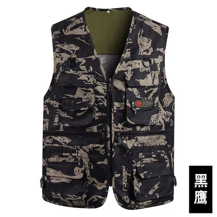 Spring and Autumn Multi-pocket Functional Photography Vest Fishing Waistle Outdoor Tooling Men's Vest Reporter Multi-pocket Horse Clip