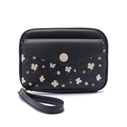 New Passbook Bag Sweet Girl Flower Flower Mini Coin Purse Large Capacity Leather Small Organ Women Wholesale