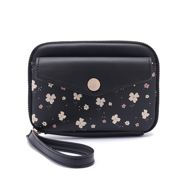 New Passbook Bag Sweet Girl Flower Flower Mini Coin Purse Large Capacity Leather Small Organ Women Wholesale