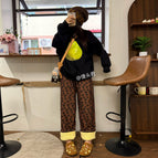 Brown flower / Plus size (160-180cm, 65-90kg )