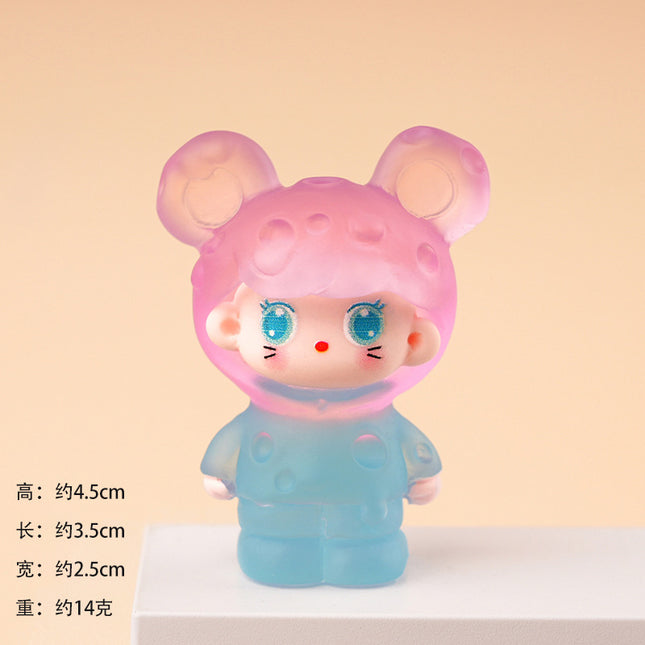 Luminous Cheese Mouse DIY Refrigerator Magnet Accessories Desktop Resin Ornaments Blind Box Blind Bag Keychain Pendant