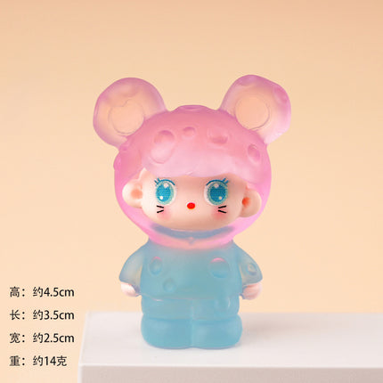 Luminous Cheese Mouse DIY Refrigerator Magnet Accessories Desktop Resin Ornaments Blind Box Blind Bag Keychain Pendant