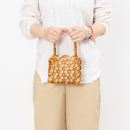 Hand-Woven Bags for Women, Cross-Border Commuting Small Bags, High-End Exquisite Wooden Bead Bags, Export Handbags, Women's Summer Bags