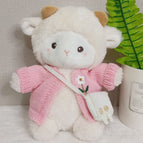 Pink cardigan sweater + white bag / About 23cm